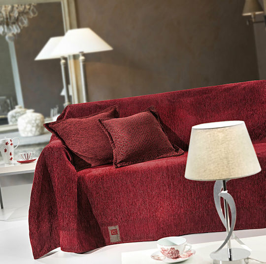 Guy Laroche Balance Three-Seater Sofa Throw 2 Sides Chenille 170x300cm Wine