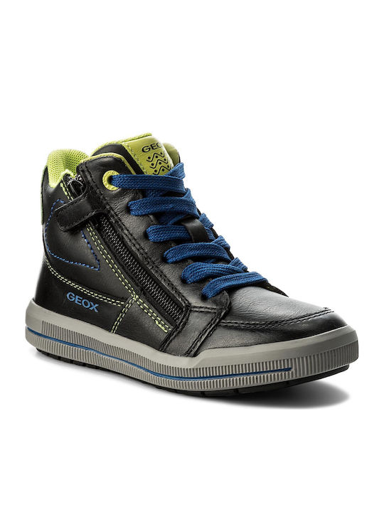 Geox Kids PU Leather Anatomic Boots with Zipper Blue