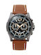 Thorton Men's Watch 47mm Chronograph Battery with Brown Leather Strap