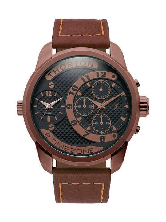 Thorton Watch Chronograph Battery with Brown Le...