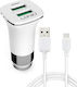 Ldnio C301 Car Charger 3.6A with Ports 2xUSB-A with Micro-USB Cable White Color