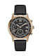Guess Watch Chronograph Battery with Black Leather Strap