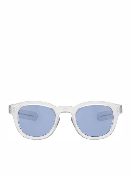 Bob Sdrunk JFK 55R Herren Sonnenbrille mit Transparent Kunststoff Gestell und Hellblau Linse