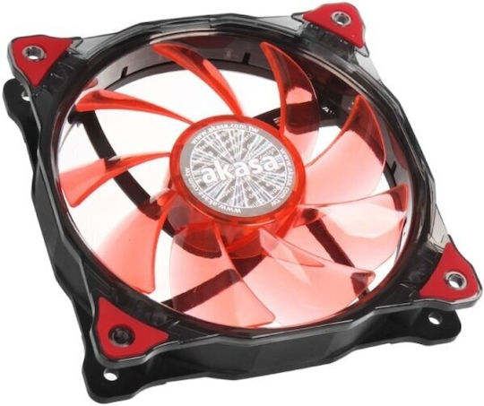Akasa Vegas Roter Gehäuselüfter 120mm (1200rpm / 41,9cfm) mit Roter LED-Farbe und 3-poliger Verbindung