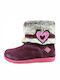 Suede Kids Boots with Zipper Burgundy