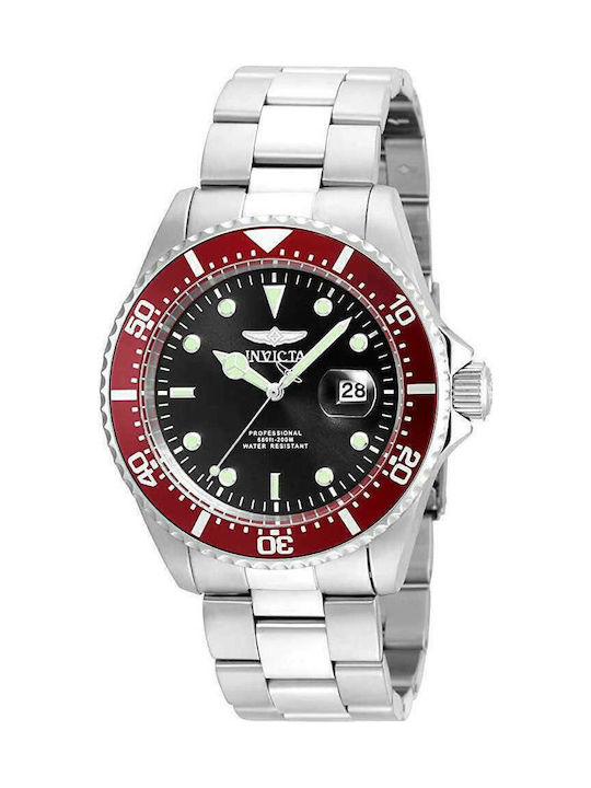 Invicta Pro Diver Ανδρικό Ρολόι 43mm Μπαταρίας με Ασημί Μεταλλικό