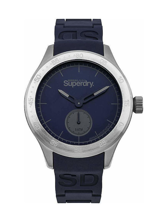 Superdry Scuba Uhr Chronograph Batterie mit Blau Kautschukarmband