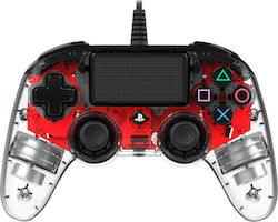 Nacon Wired Illuminated Compact Controller για PS4 Crystal Red