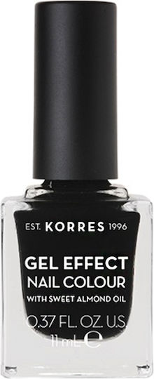 Korres Gel Effect Glossy Βερνίκι Νυχιών Μακράς Διαρκείας 100 Black 11ml