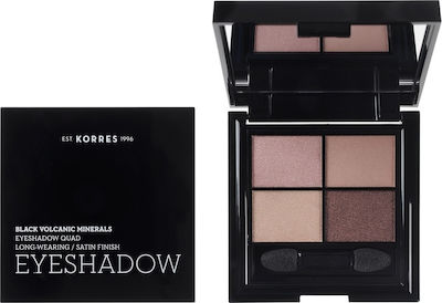 Korres Black Volcanic Minerals Quad Παλέτα με Σκιές Ματιών σε Στερεή Μορφή The Blushed Nudes 5gr