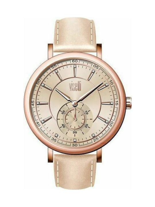 Visetti Watch with Beige Leather Strap PE-909RL