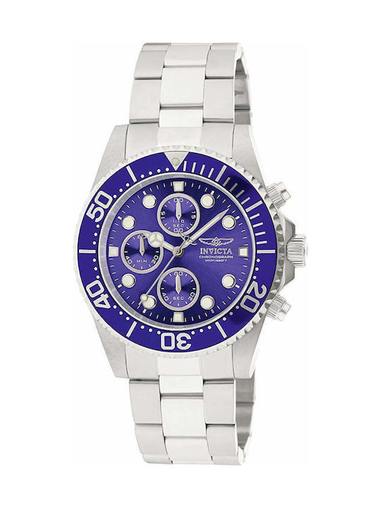 Invicta Pro Diver Ceas Bărbați 43mm Cronograf Kinetic cu Brățară Din Metal Argintie