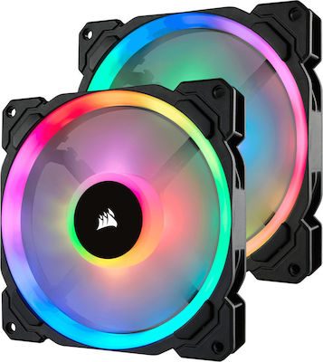 Corsair LL140 RGB Dual Light Loop Gehäuselüfter mit Verbindung 4-Pin PWM 2Stück Schwarz