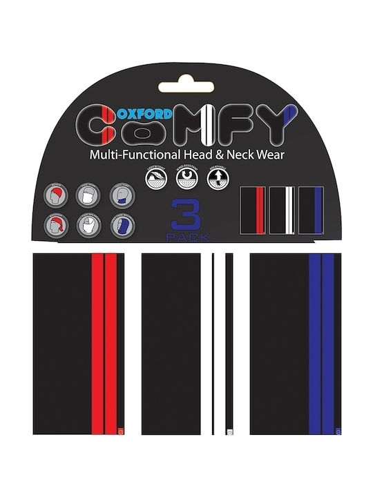 Oxford Comfy Double Stripe Halswärmer für Motorradfahrer aus Polyester Schwarz Farbe