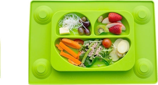 EasyTots Feeding Set made of Silicone with Non-Slip Base Green 2pcs