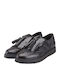 D Thymar C Ανατομικά Γυναικεία Slip-On Δερμάτινα Μαύρα