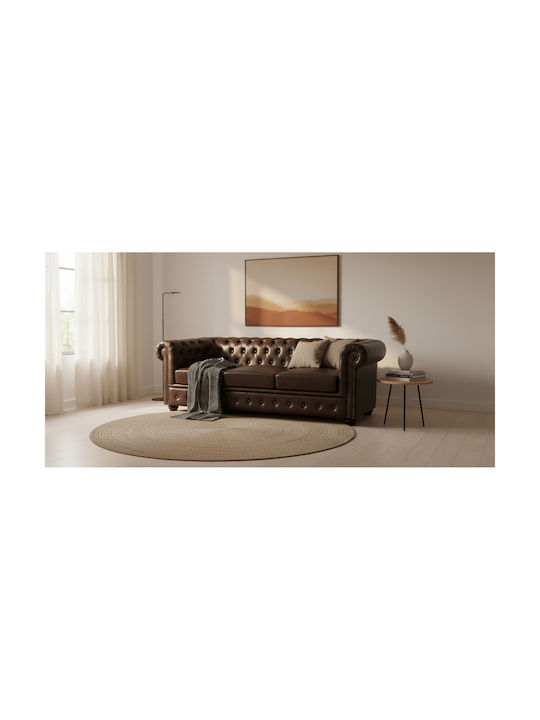 Chesterfield Dreisitzer Sofa Künstliches Leder Braun 208x90x73cm