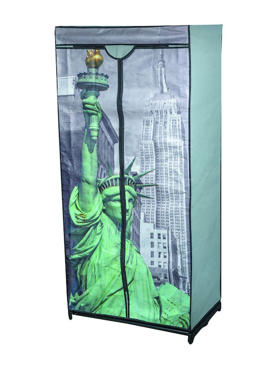 Statue of Liberty Fabric Wardrobe with Zipper and Shelves 75x45x160cm