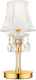Fan Europe Monet Crystal Table Lamp for Socket E14 with White Shade and Gold Base