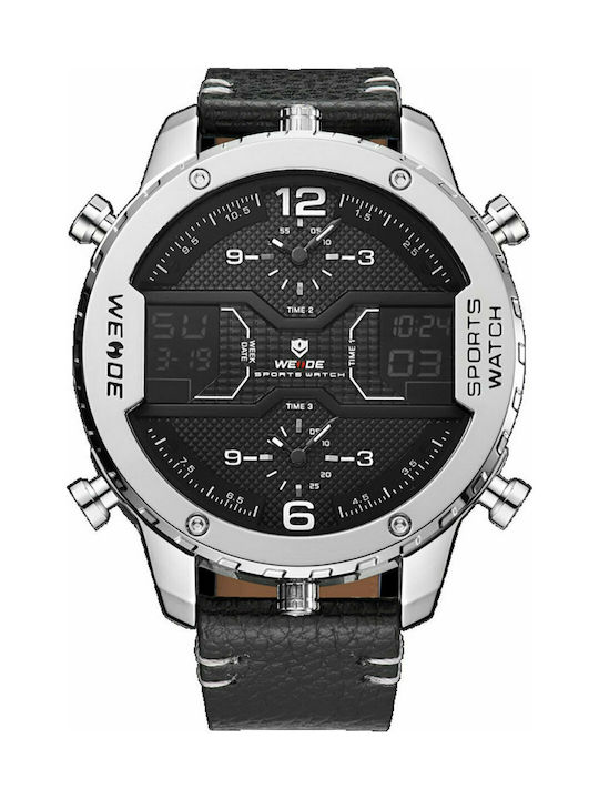 Weide Watch Battery with Black Leather Strap WD...