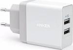 Anker Φορτιστής Χωρίς Καλώδιο με 2 Θύρες USB-A 24W Λευκός ( A2021323)