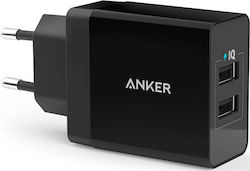 Anker Φορτιστής Χωρίς Καλώδιο με 2 Θύρες USB-A 24W Μαύρος (A2021L11)