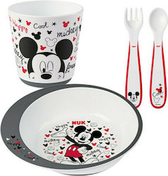 Nuk Set de hrănire Mickey din Melamină Gri 4buc pentru 6+ luni