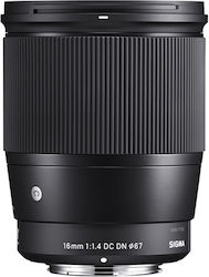 Sigma Crop Φωτογραφικός Φακός 16mm f/1.4 DC DN Wide Angle για Sony E Mount Black