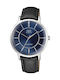 Q&Q Watch Battery with Black Leather Strap QA24J302Y