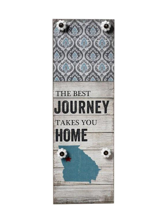 Espiel Αντικέ Κρεμάστρα Τοίχου The Best Journey Takes You Home Ξυλινη 4 Θέσεων 20x5x60cm