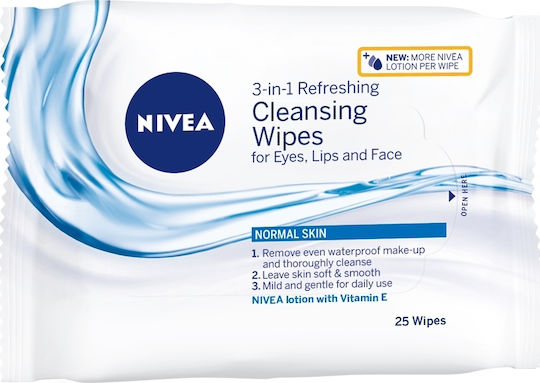 Nivea Refreshing 3 in 1 Șervețele Îndepărtare Machiaj Față & Ochi 25buc