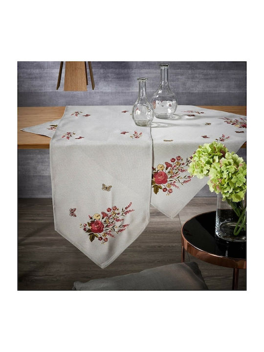 Whitegg 16191/Α Cotton & Polyester Tablecloth Runner with Embroidery White 40x175cm