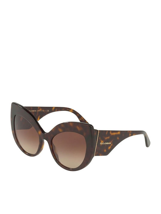Dolce & Gabbana Women's Sunglasses with Gold Tartaruga Horn-Rimmed Frame and Brown Gradient Lenses DG4321 502/13