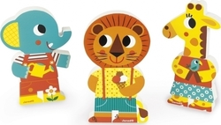 Wooden Kids Puzzle A Day At The Zoo Funny Magnet for 1.5++ Years 9pcs Janod