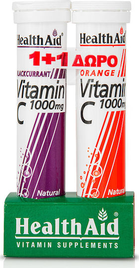 Health Aid Vitamin C Blackcurrant + Vitamin C Orange Витамин за Кожата & Антиоксидантно действие 1000мг Портокал 2 x 20 ефервесцентни таблетки