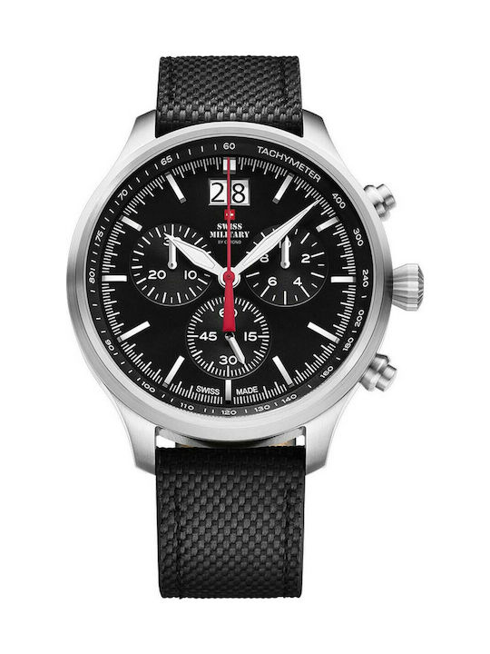 Swiss Military by Chrono Watch Chronograph Battery with Black Leather Strap SM34064.01