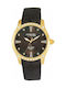 Q&Q Watch with Black Leather Strap DA27J102Y