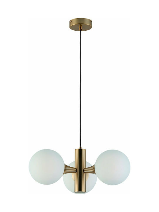 Viokef Globe Pendant Lamp 3xE14 Gold