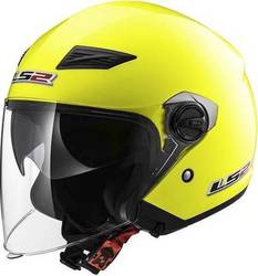 LS2 Track OF569 H-V Yellow Jet Helmet with Sun Visor 1350gr KR3524