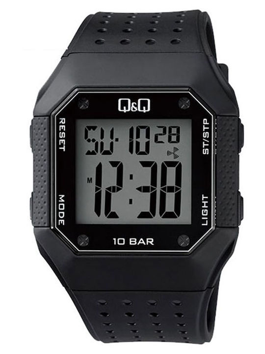 Q&Q Ψηφιακό Ανδρικό Ρολόι 42mm Μπαταρίας με Μαύ...