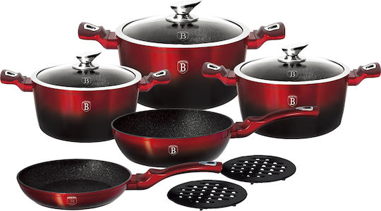 Berlinger Haus Metallic Line Kochgeschirr-Set aus Aluminium Burgundy Collection mit Steinbeschichtung 5 Teile