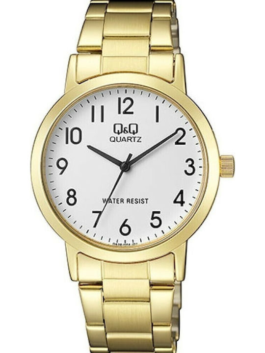 Q&Q Ανδρικό Ρολόι 39mm Μπαταρίας με Χρυσό Μεταλ...