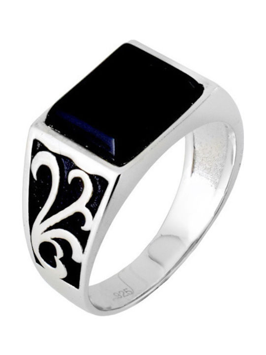 Silver male ring 925 with onyx