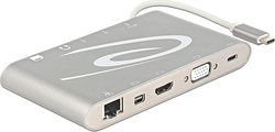 DeLock USB-C Stație de andocare cu HDMI/DisplayPort 4K PD Ethernet și conexiune 2 monitoare Argint (87298)