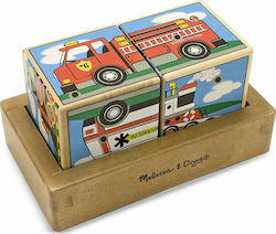 Melissa & Doug Activity Cube Κύβοι Απο Οχήματα made of Wood with Sounds for 6++ Months