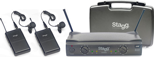 Stagg UHF WRLSS 2LAVALIER864.2-864.7 Комплект Безжично Δυναμικό Микрофон Висулка, Щипка, Колан за Вокали в Черен Цвят