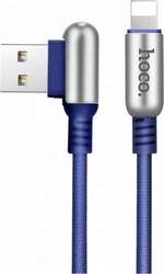 Hoco Angle (90°) / Braided USB to Lightning Cable Μπλε 2m (U17)