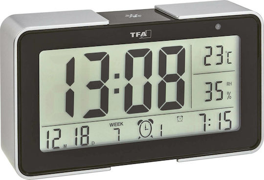 TFA Tabletop Digital Clock Plastic With Black Alarm Clock 60.2540.01