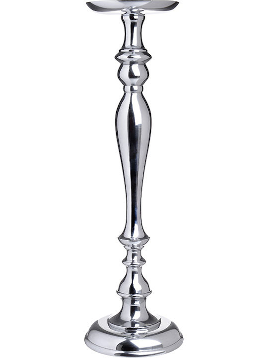 Inart Candle Holder Aluminum Αλουμινένιο in Silver Color 12.5x14x47.5cm 1pcs