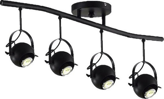 GloboStar Industrial Cannes Spot with 4 Lights and with Socket E27 in Black Color